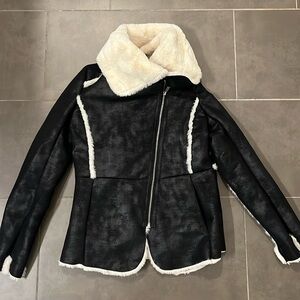 Faux suede and faux fur jacket